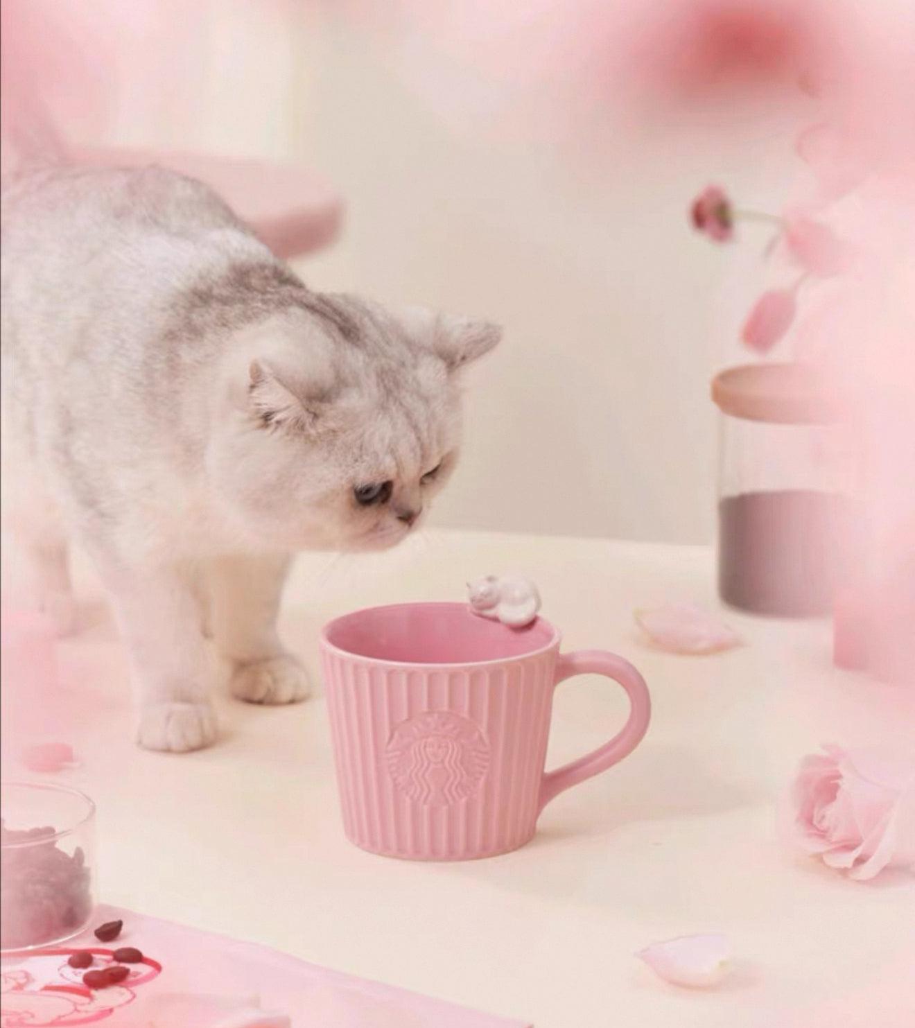 Starbucks Pink Ceramic Cat Mug
