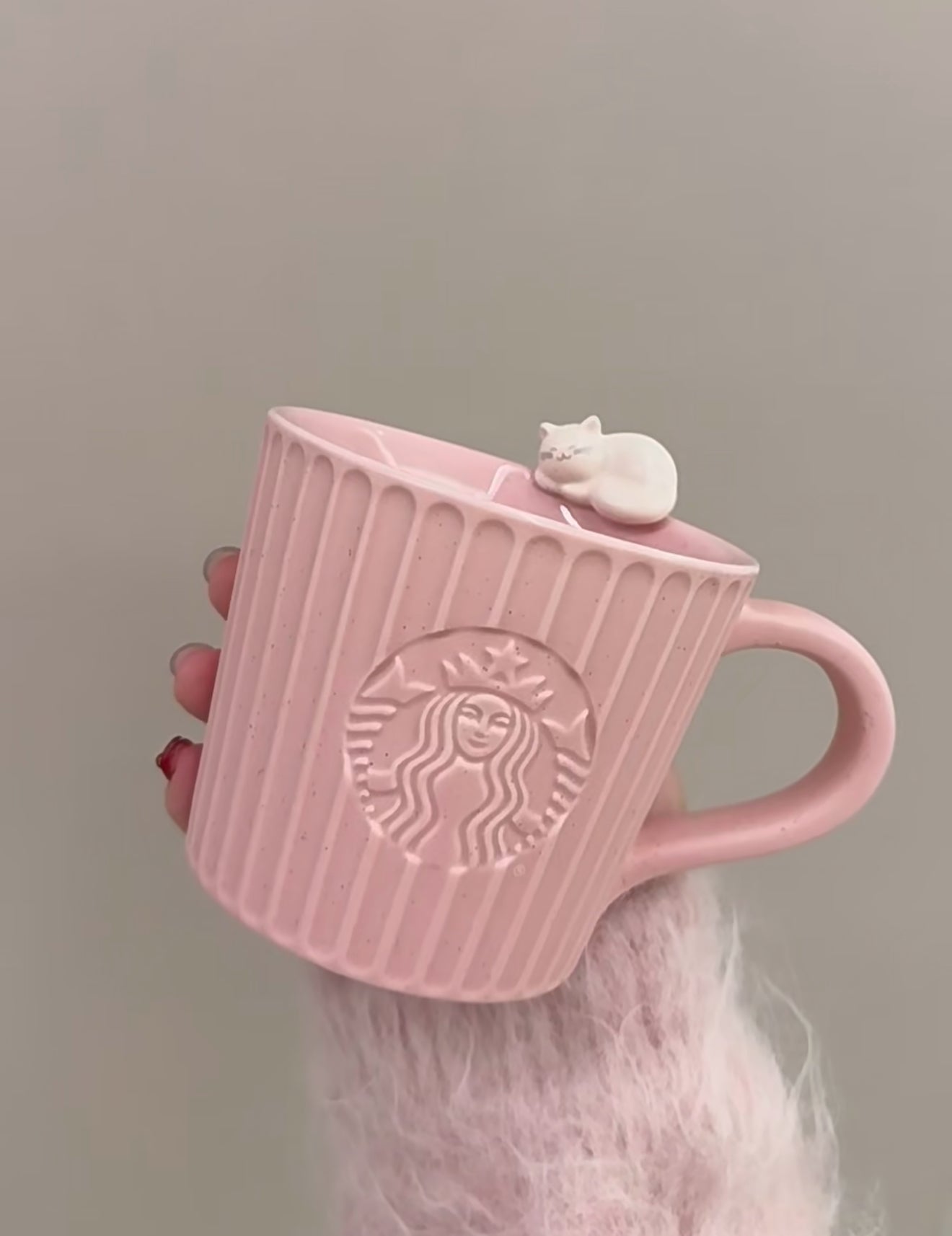 Starbucks Pink Ceramic Cat Mug