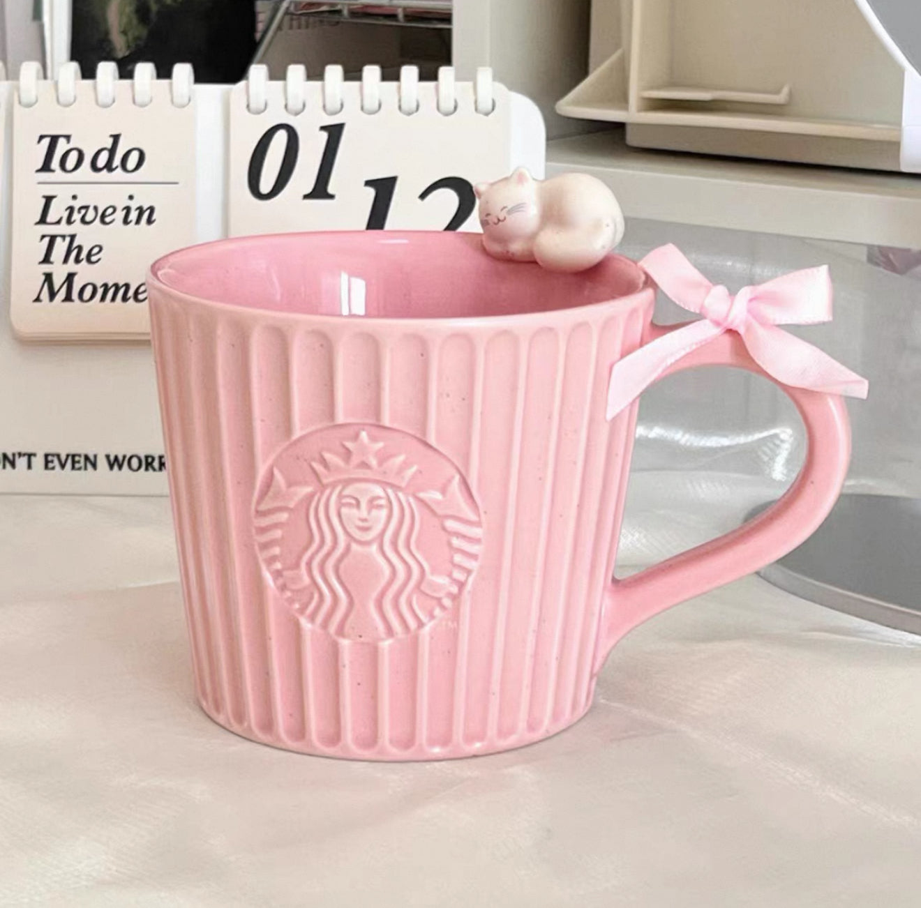 Starbucks Pink Ceramic Cat Mug