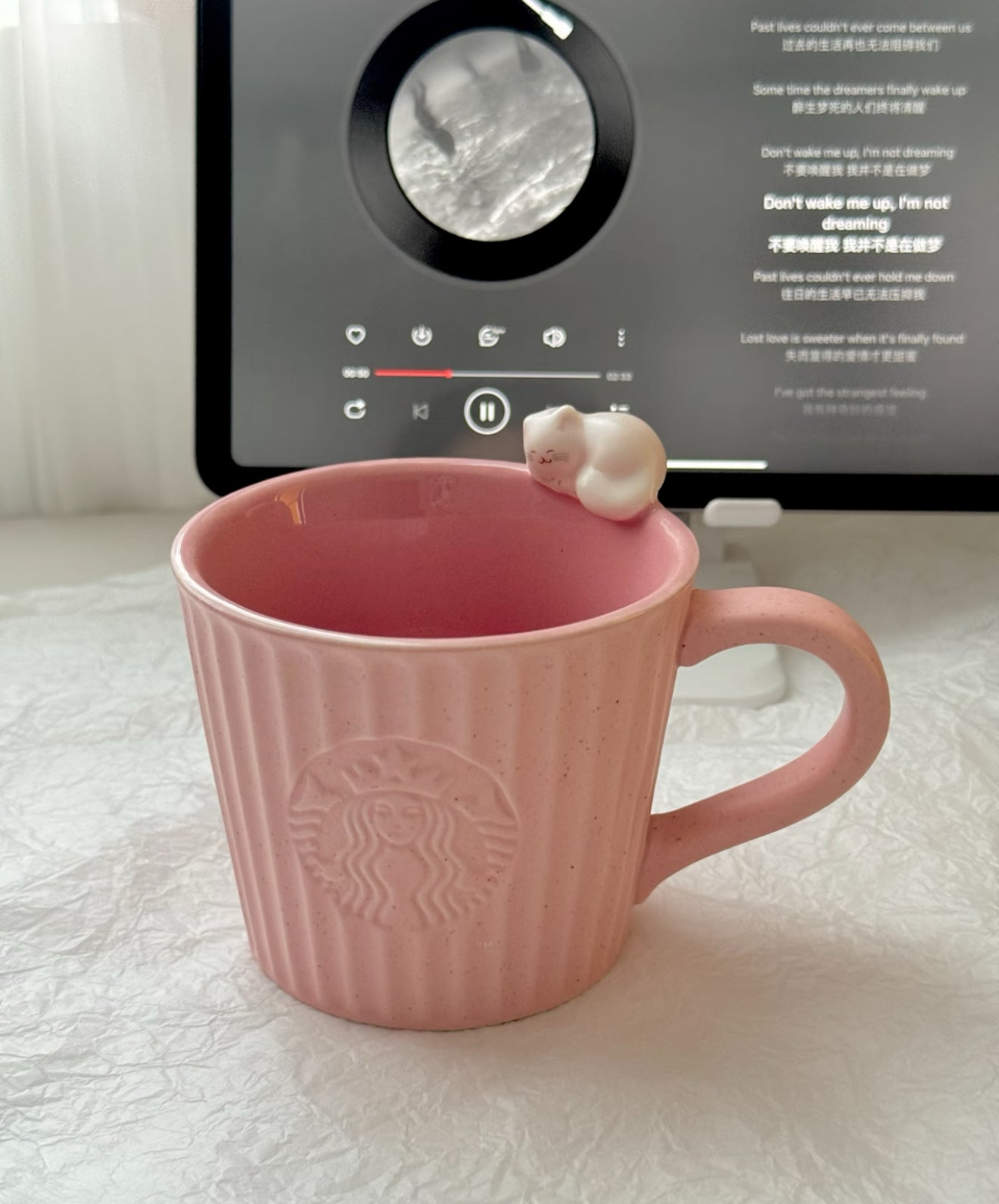Starbucks Pink Ceramic Cat Mug