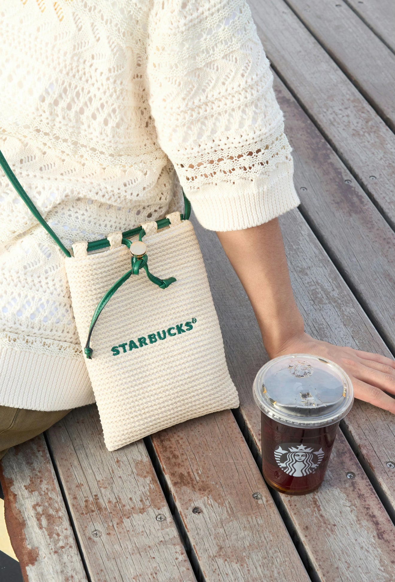 Starbucks Green Rattan Bag