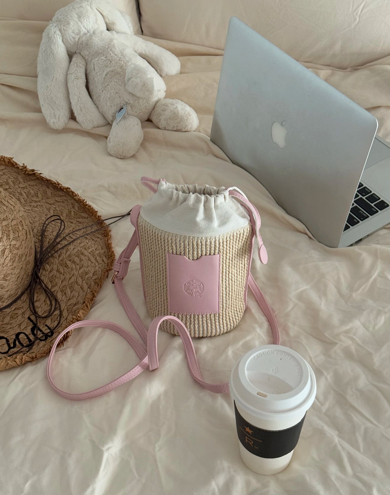 Starbucks Pink Rattan Bag