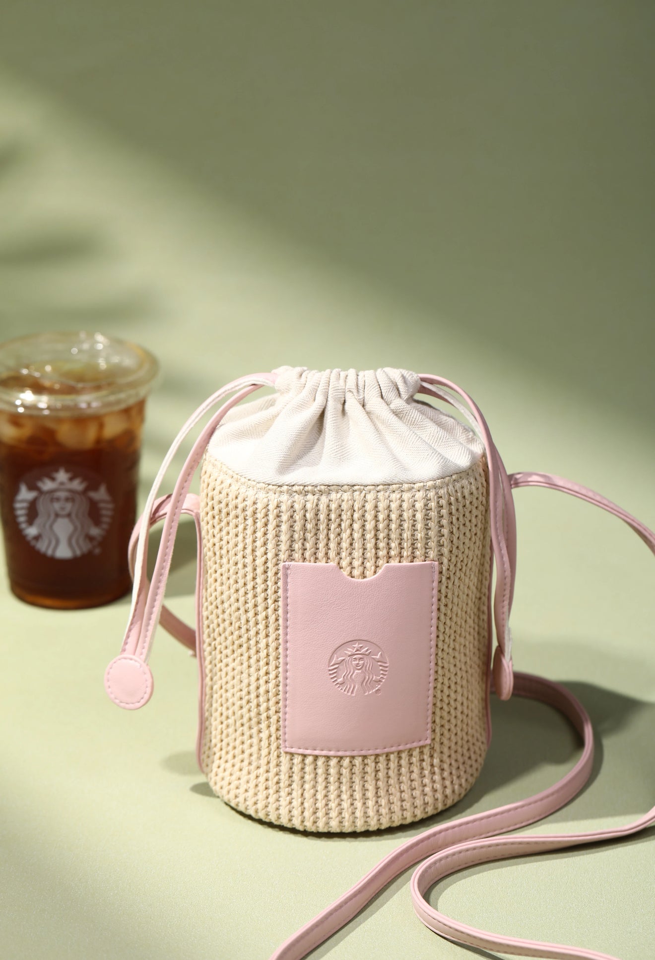 Starbucks Pink Rattan Bag