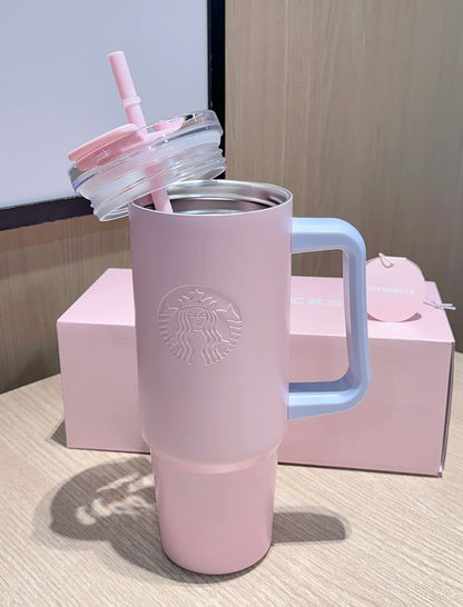 Starbucks Pink Side Handle Blue Flasks