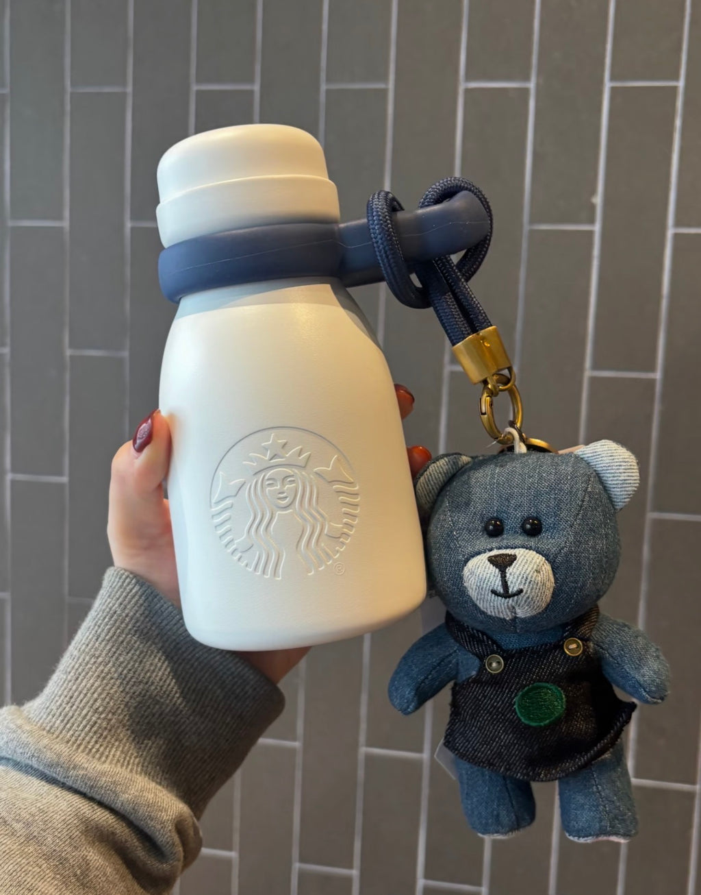 Starbucks Denim Milk Tumblr with Bear