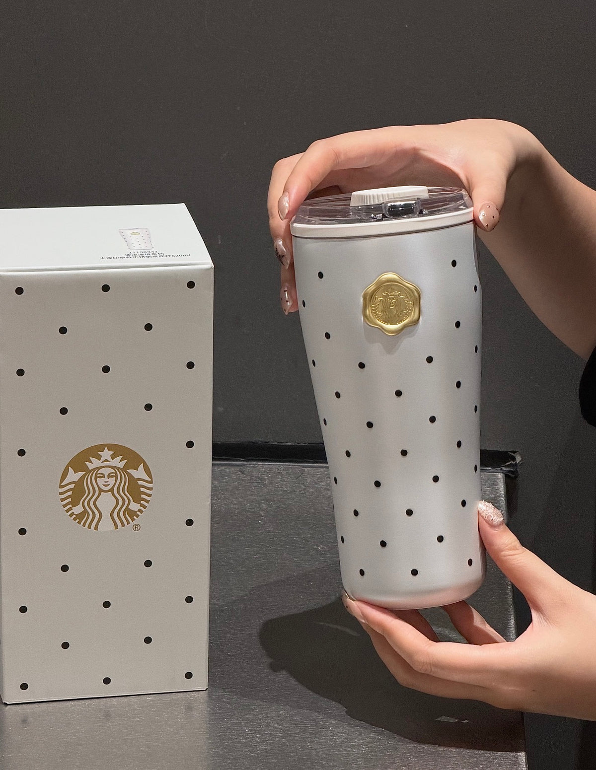 Starbucks x Polka Dots Gold Stamp Tumblr