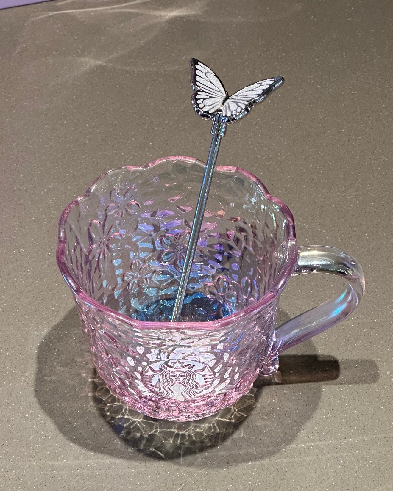 Starbucks Sakura Butterfly Glass Cup