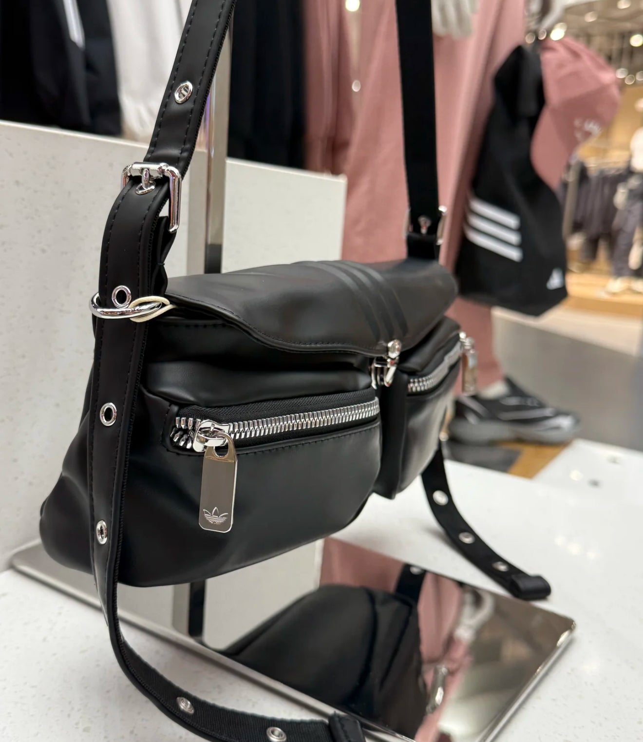 Adidas Black Leather Shoulder Bag