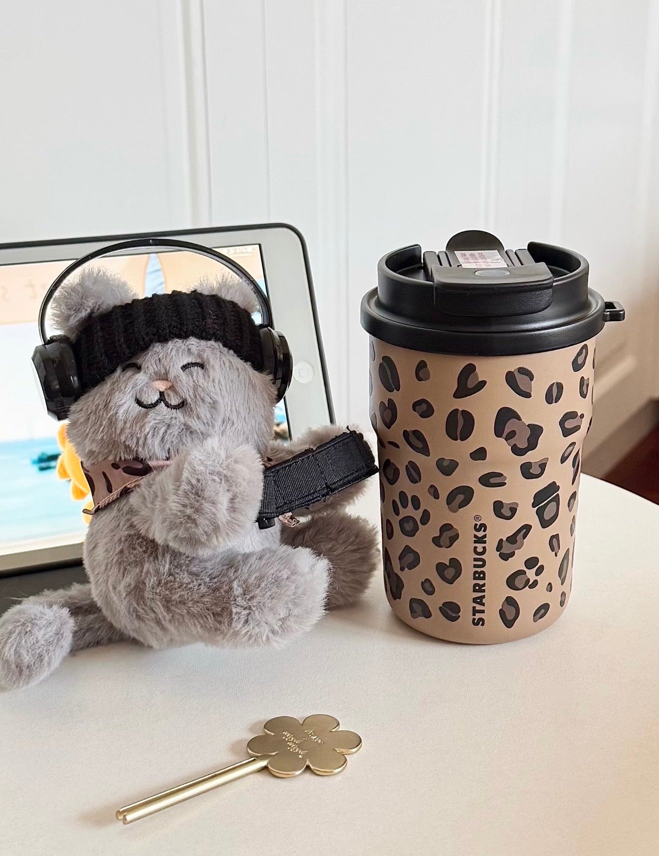 Starbucks Leopard with Meow Cuff