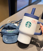 Starbucks Denim Straw Tumblr with Lanyard