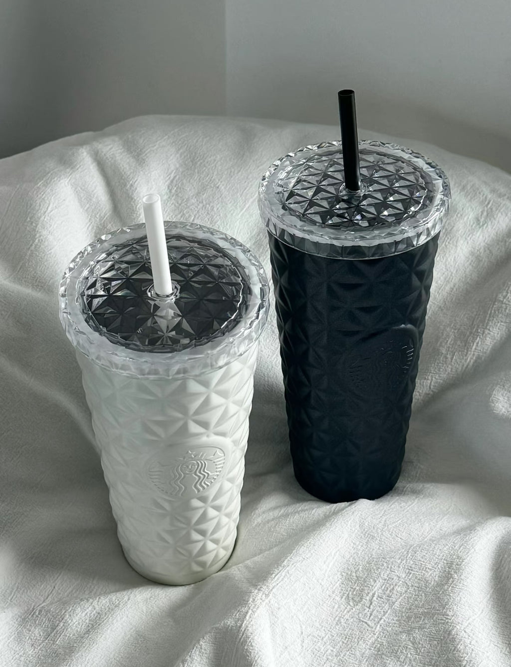 Starbucks Black & White Couple Glass Flasks