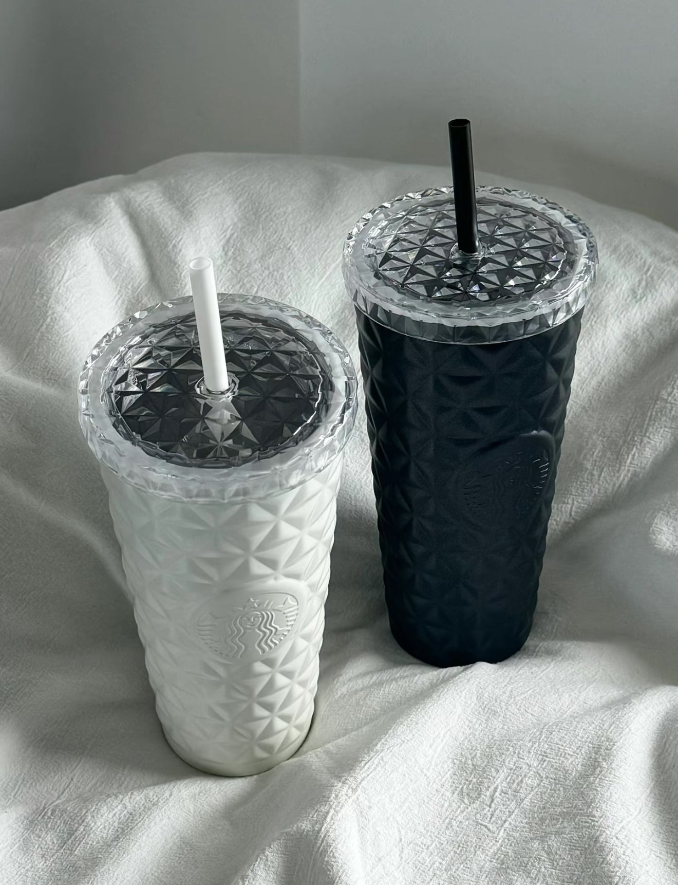 Starbucks Black & White Couple Glass Flasks