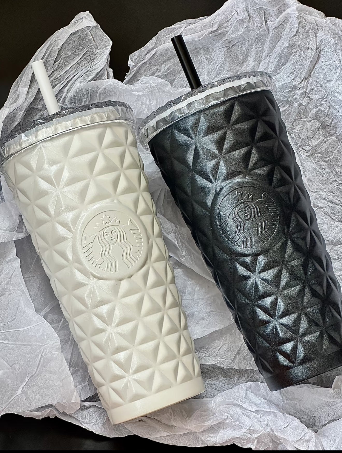 Starbucks Black & White Couple Glass Flasks