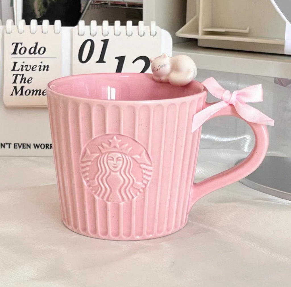 Starbucks Pink Ceramic Cat Mug
