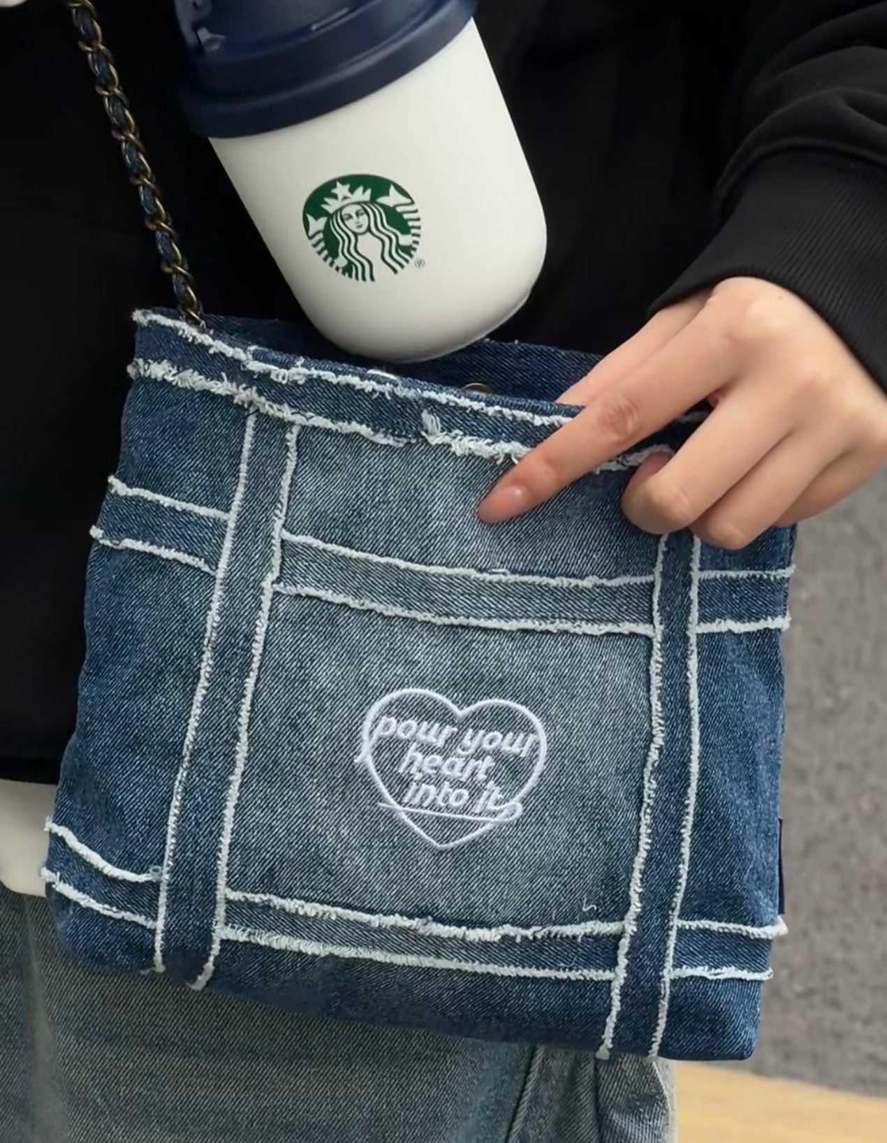 Starbucks Denim Tumblr Cup with Bag