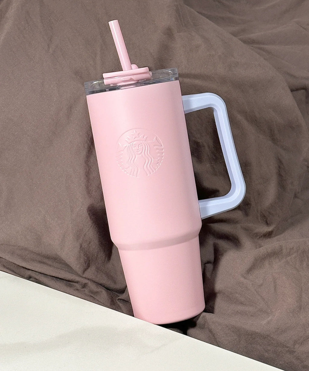 Starbucks Pink Side Handle Blue Flasks