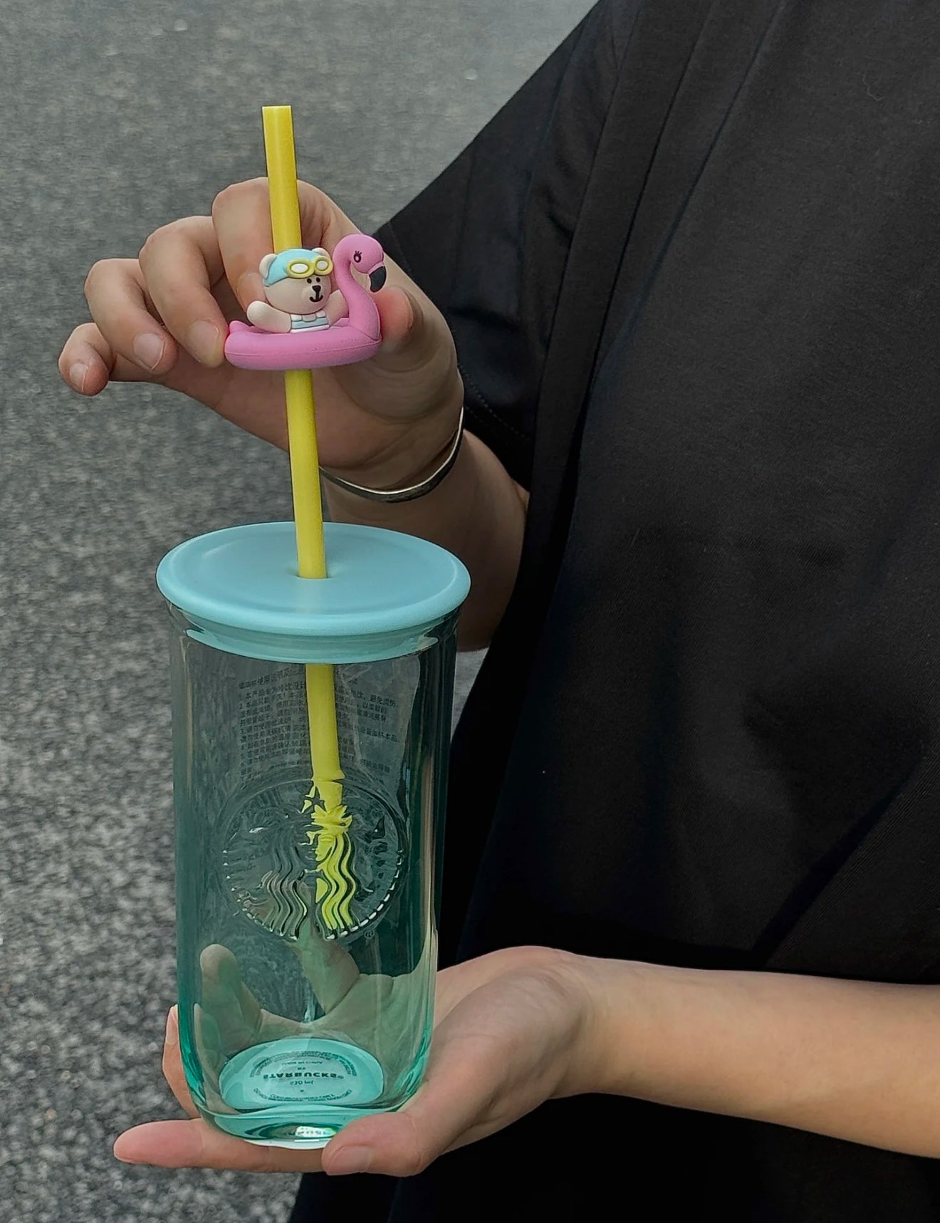 Starbucks Pool Bear Straw Glass Cup