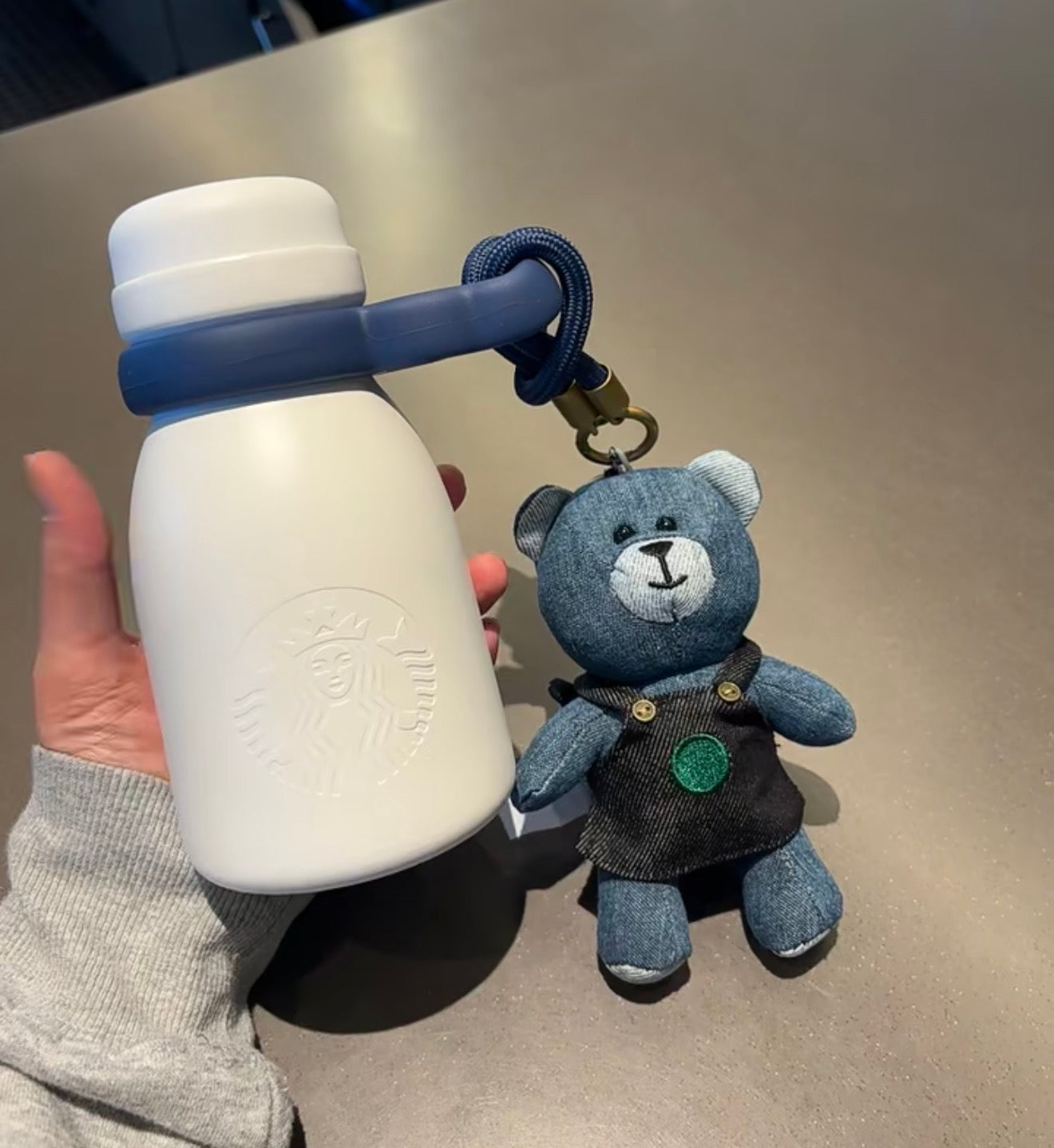 Starbucks Denim Milk Tumblr with Bear