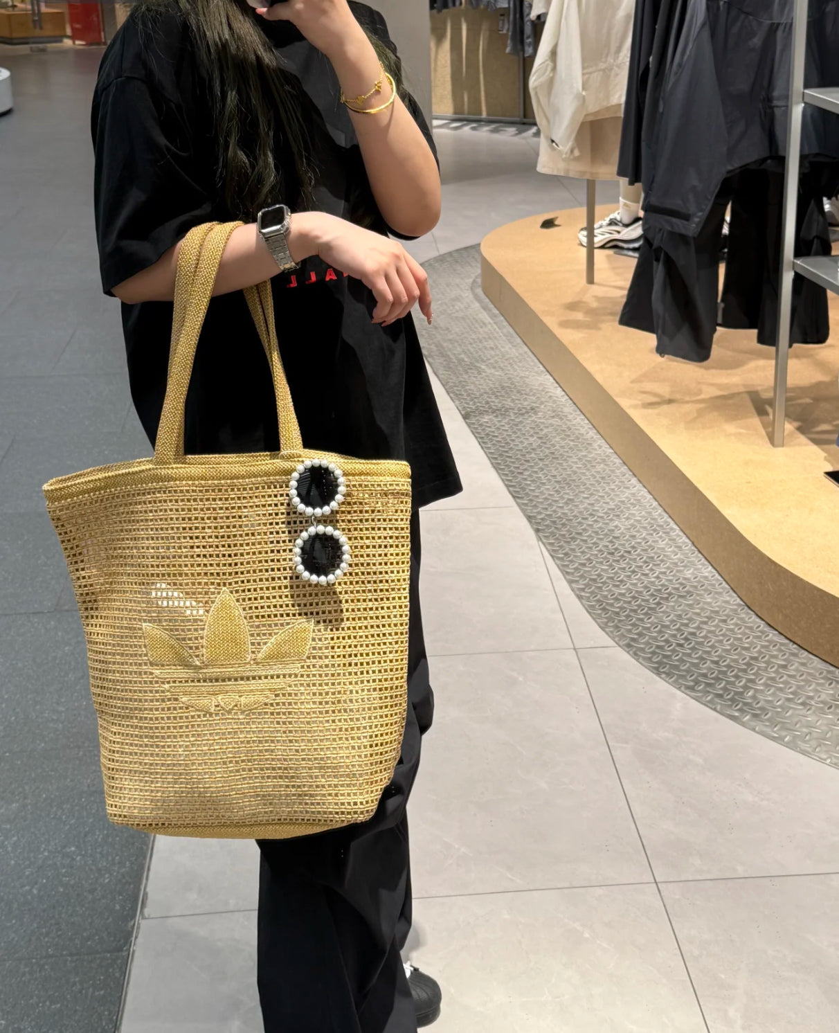 Adidas Summer Straw Tote Bag