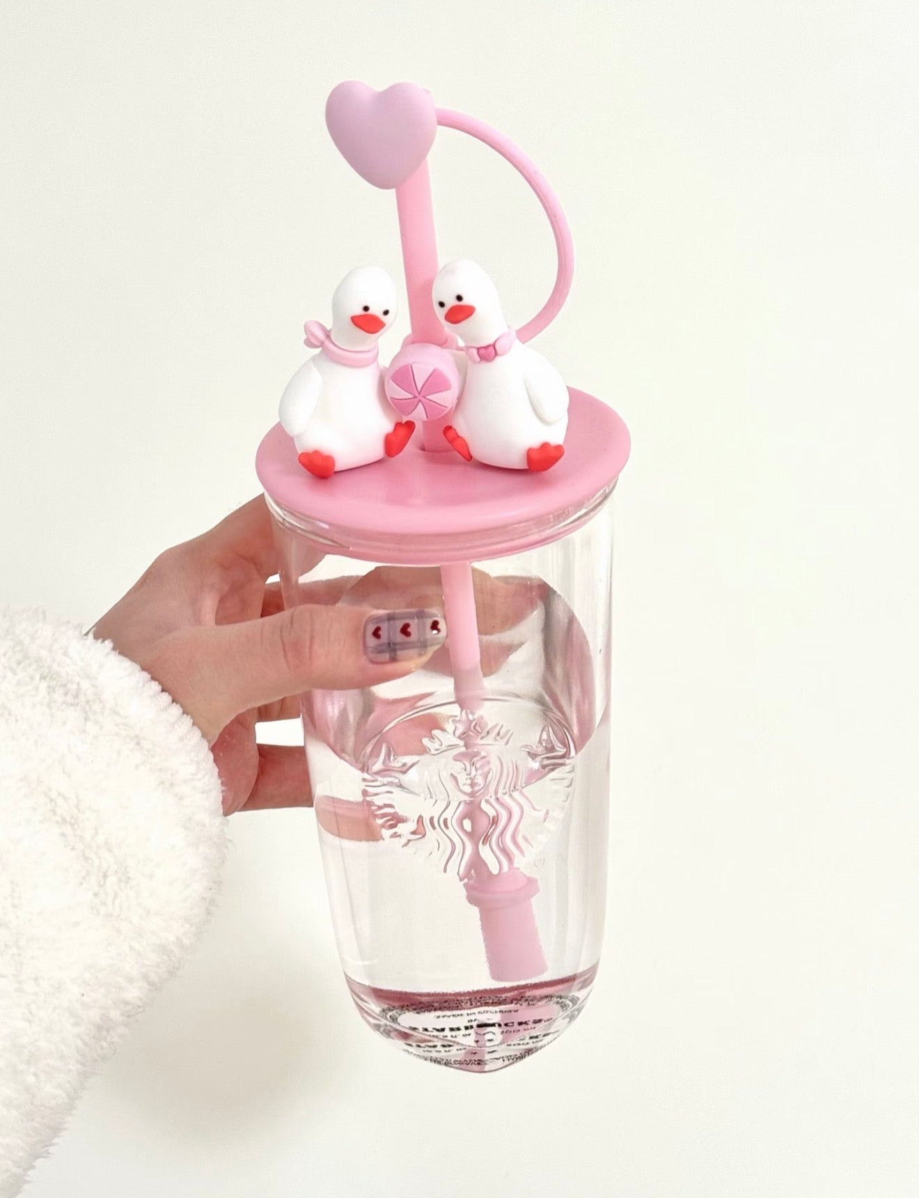 Starbucks Valentines Twin Duck Glass Cup