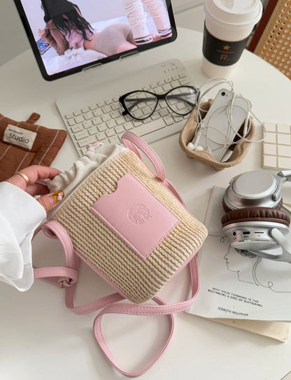 Starbucks Pink Rattan Bag
