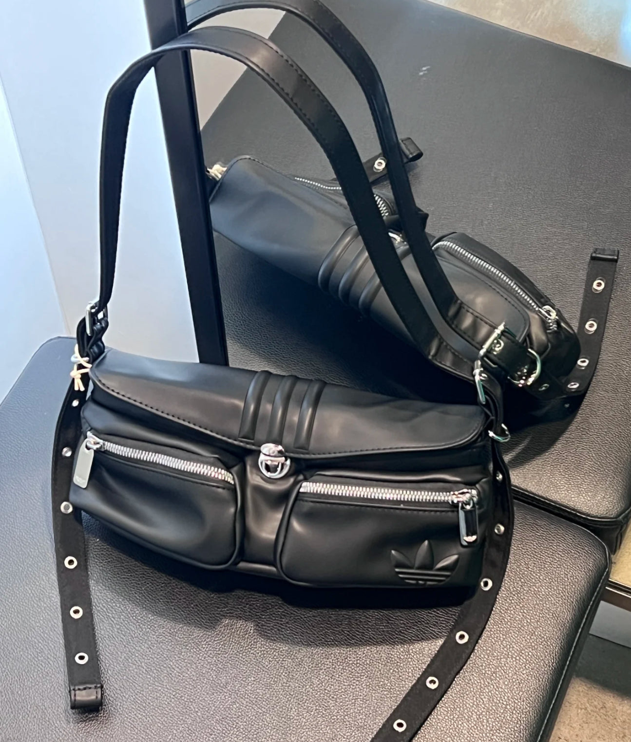 Adidas Black Leather Shoulder Bag