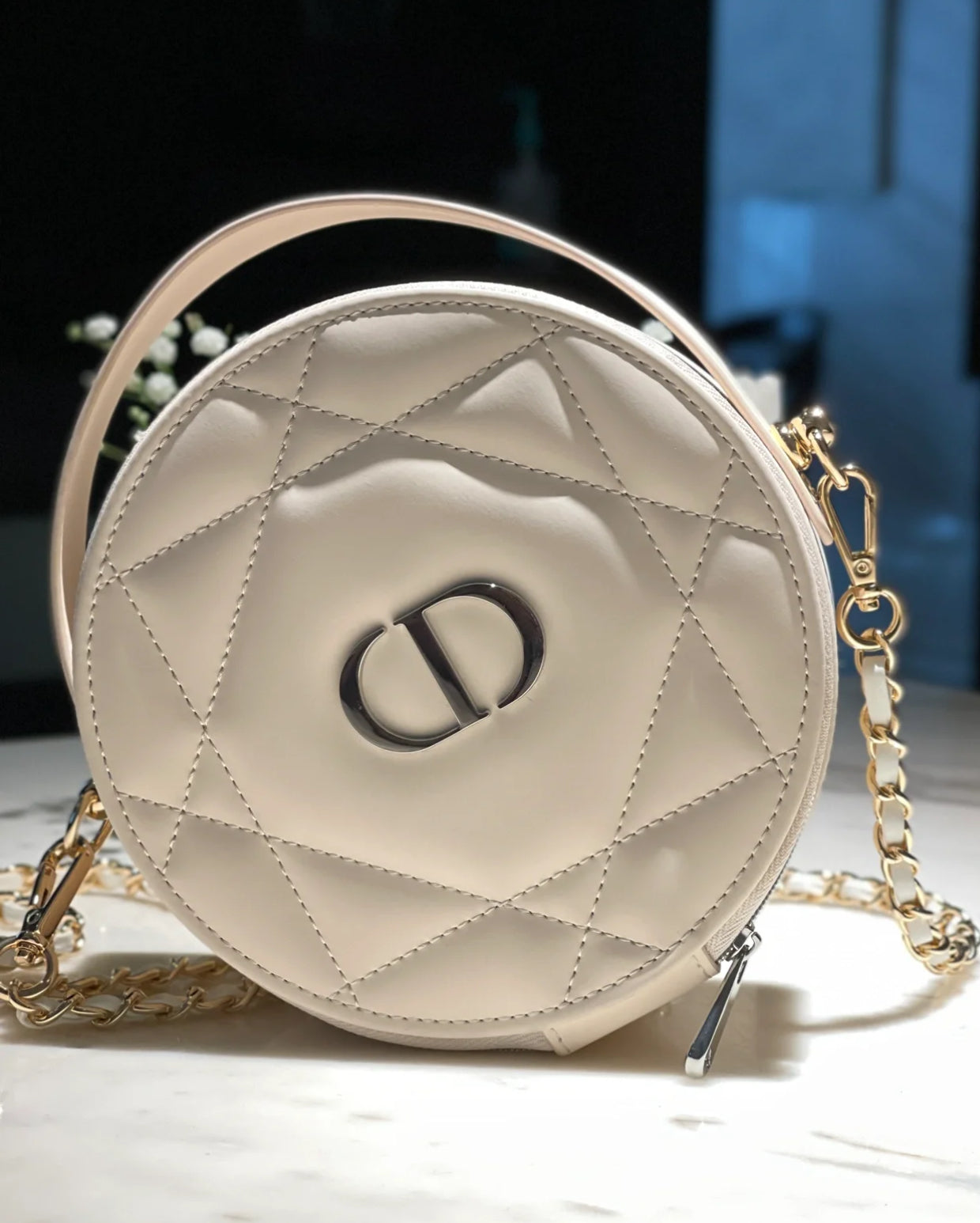 Dior Pink Round Vanity Bag
