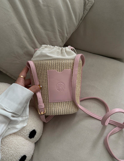 Starbucks Pink Rattan Bag