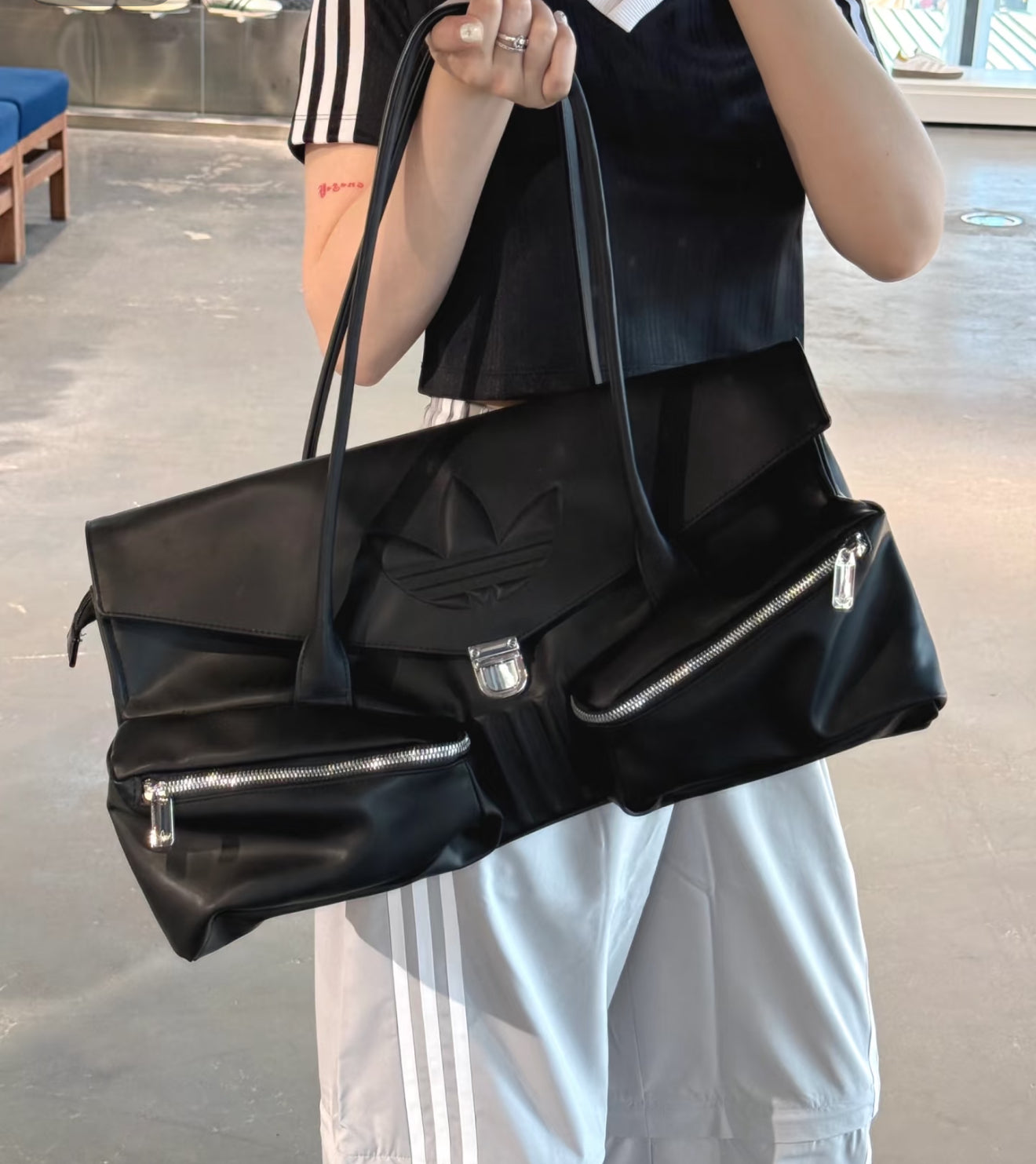 Adidas New Black Leather Bag