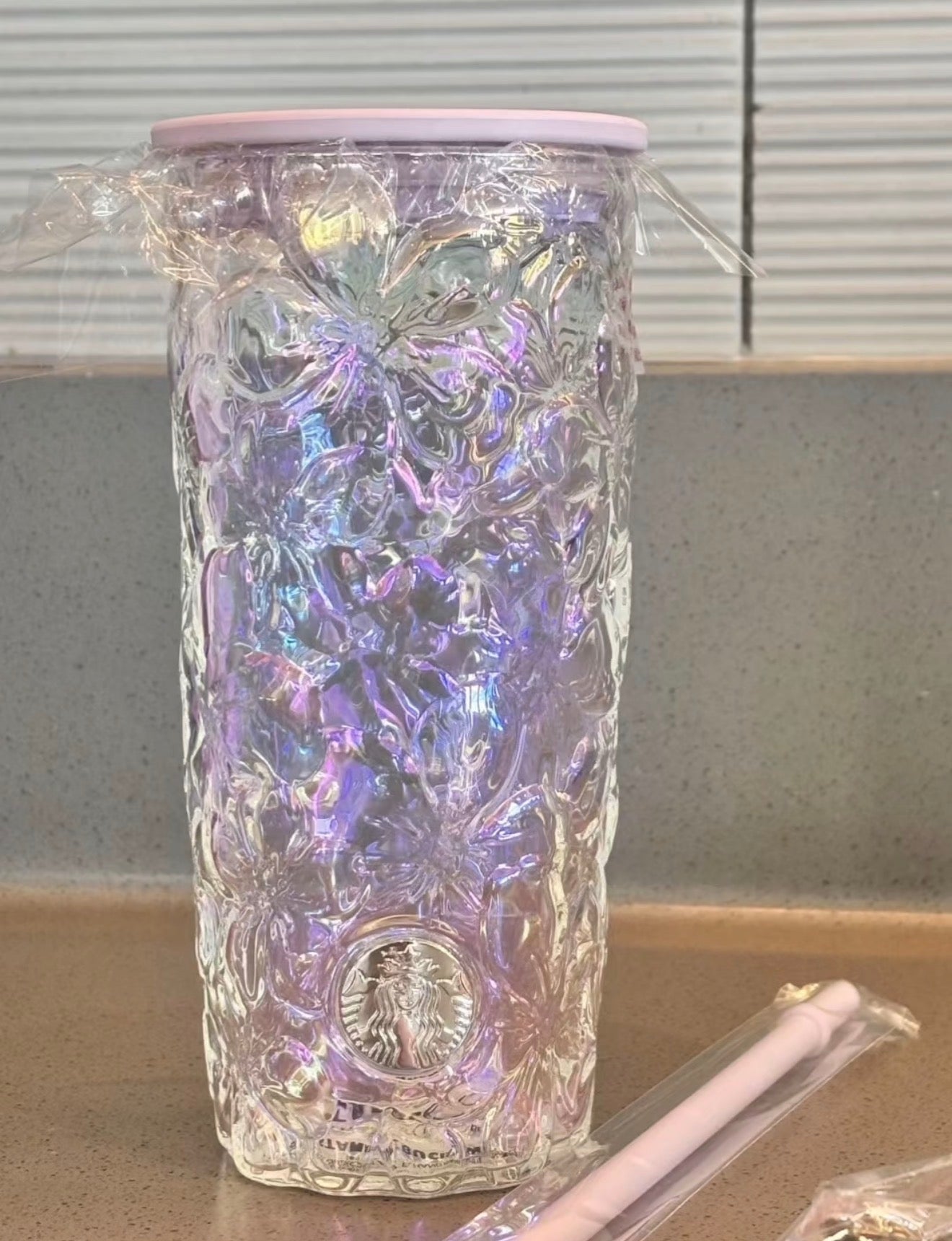 Starbucks Sakura Straw Glass Cup