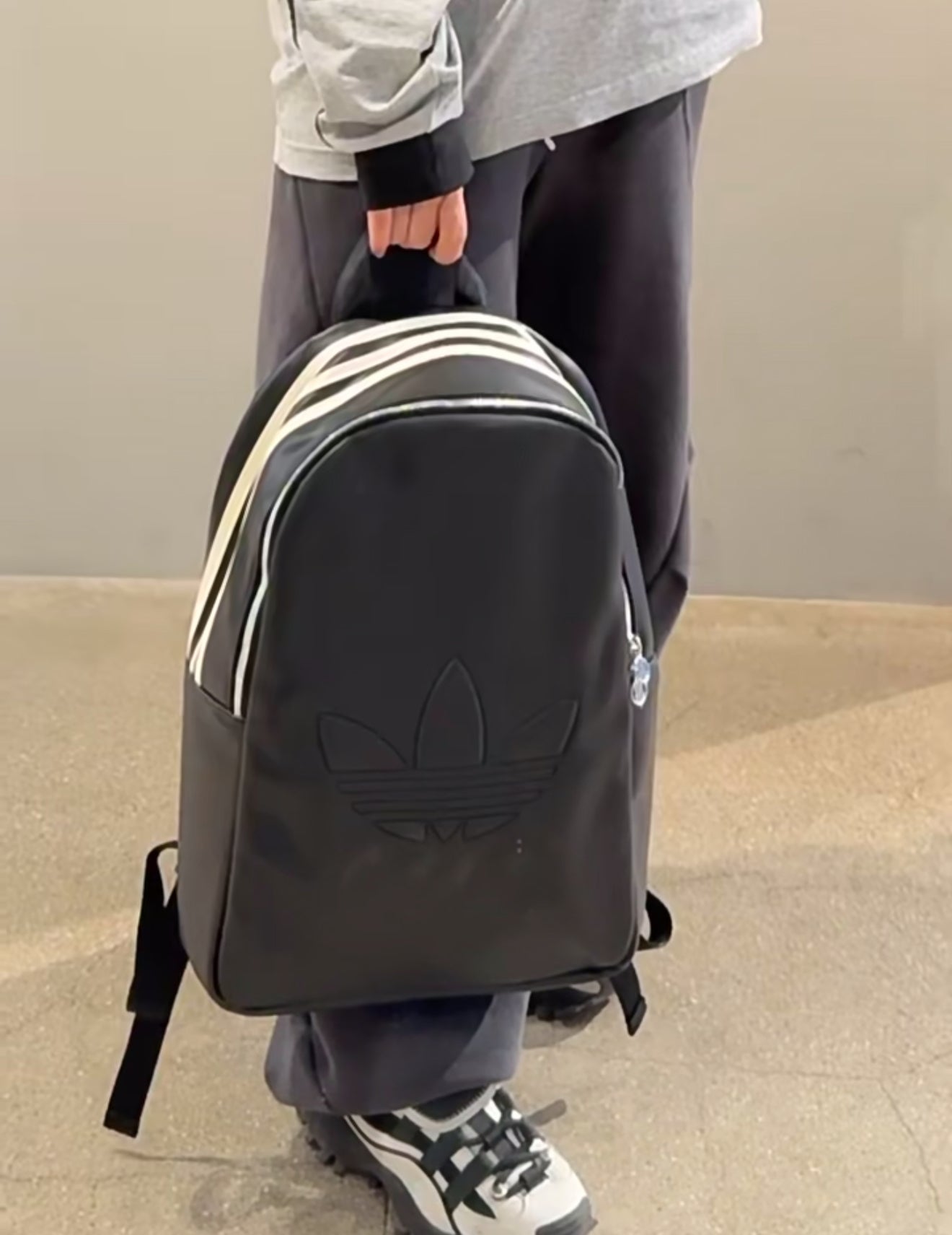 Adidas Black Leather Backpack