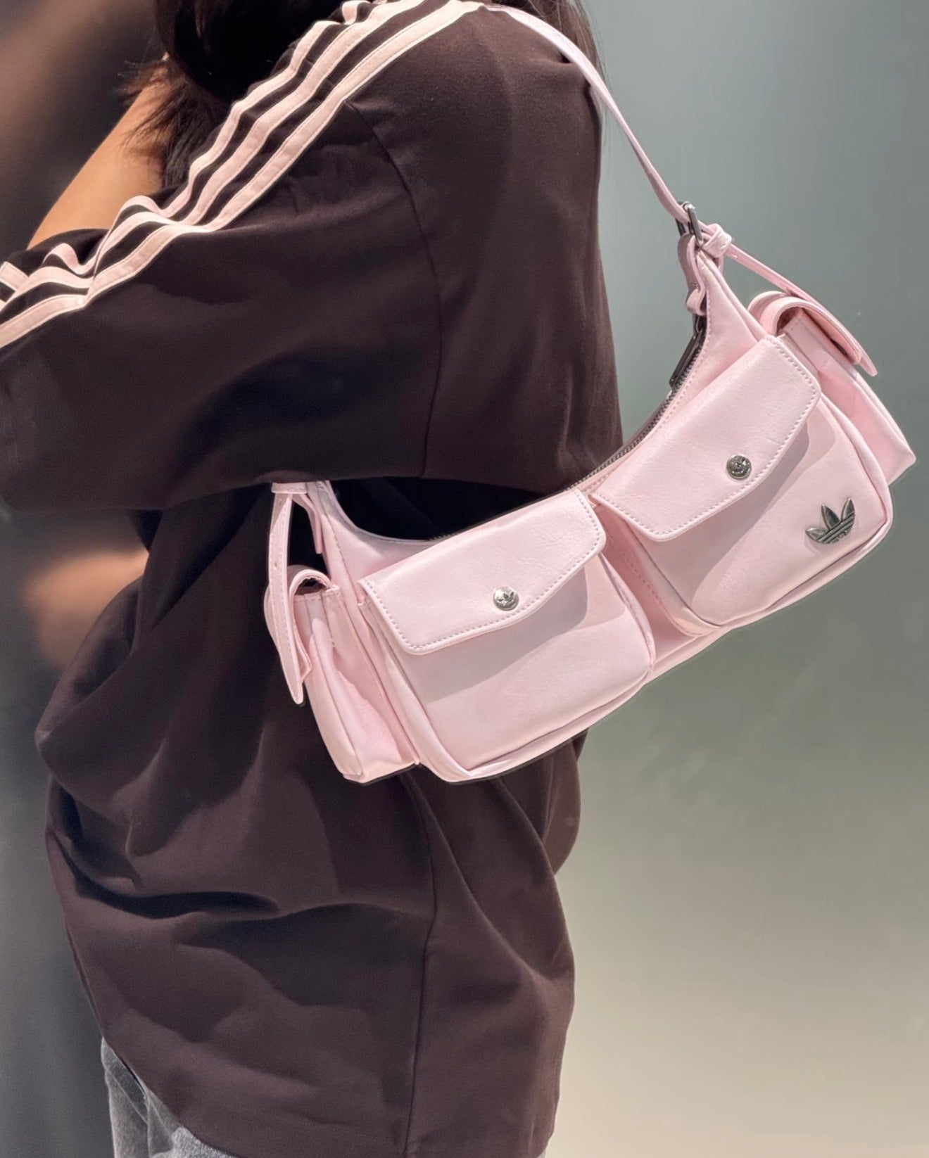 Adidas Leather Shoulder Bag Pink