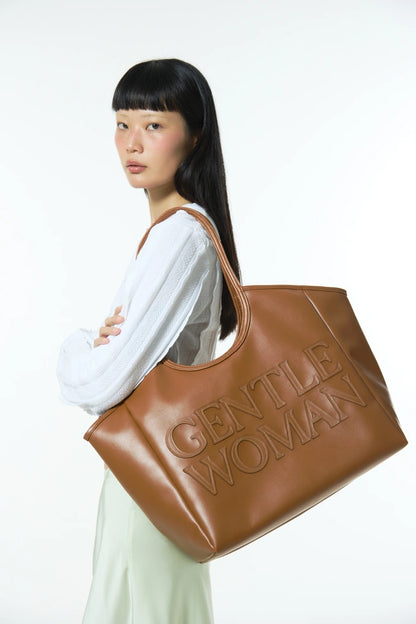 GentleWoman Brown Carryall PU Tote Bag