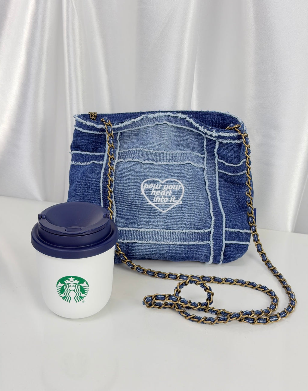 Starbucks Denim Tumblr Cup with Bag