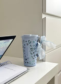 Starbucks Leopard Blue Tumblr with Phone Chain