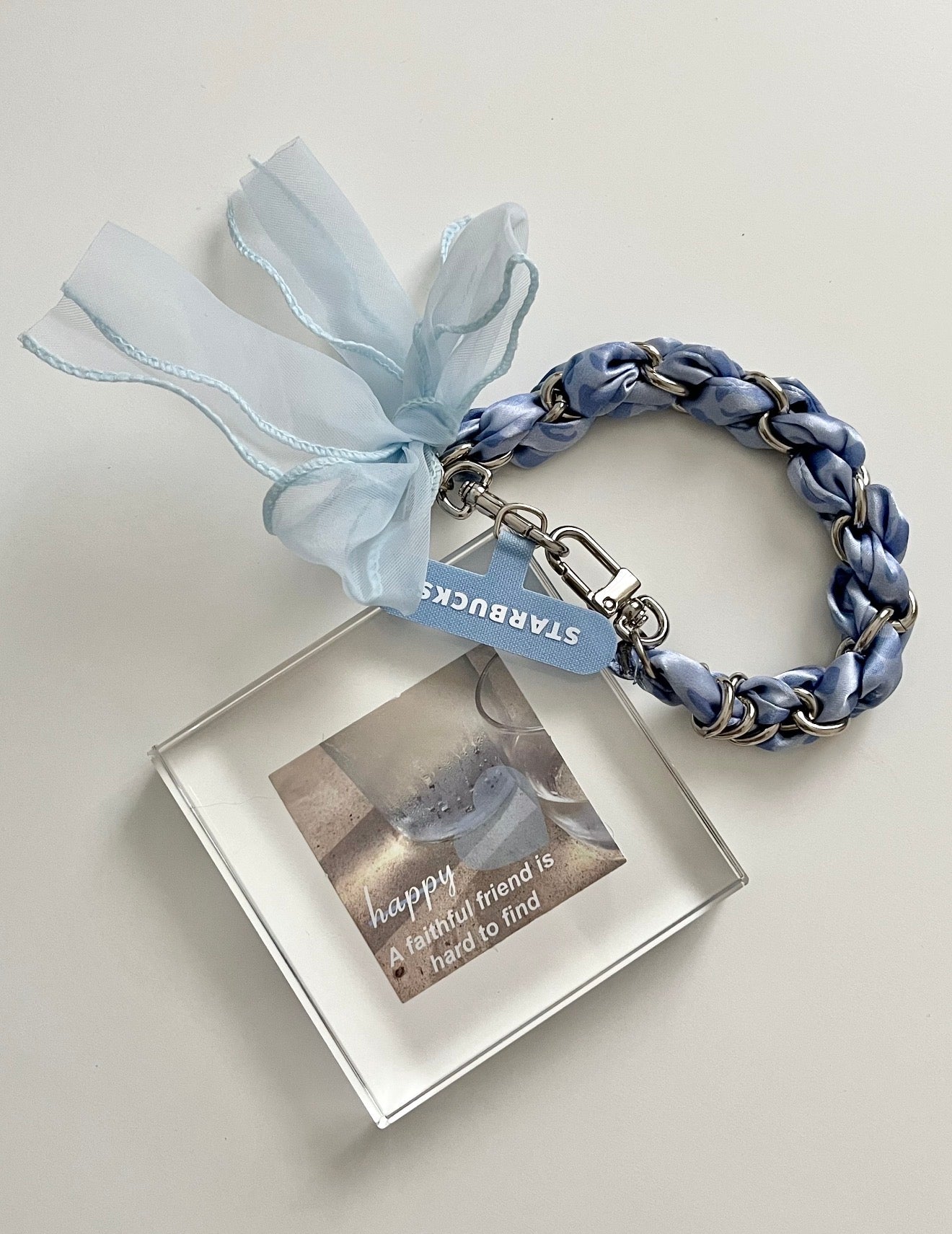 Starbucks Leopard Blue Tumblr with Phone Chain