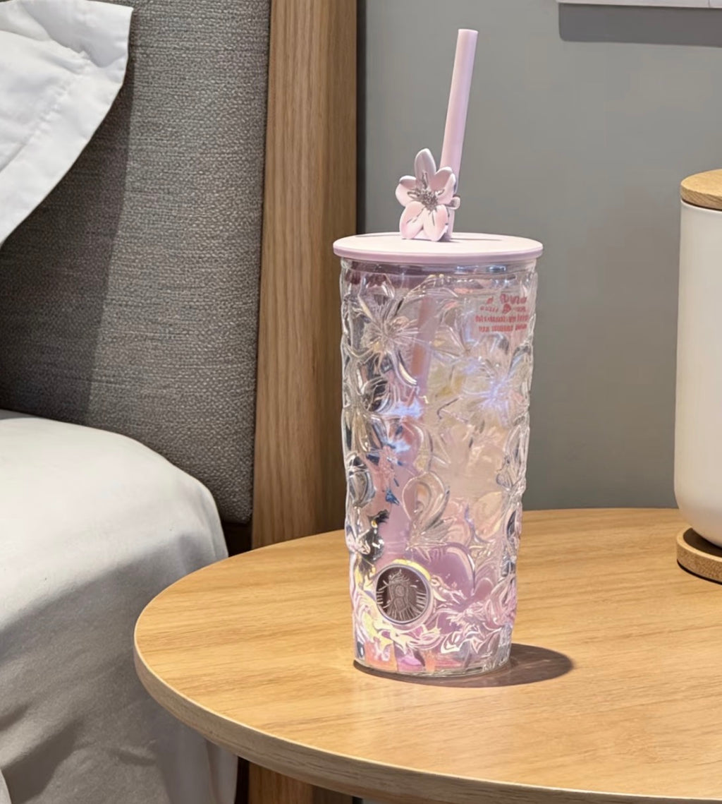 Starbucks Sakura Straw Glass Cup