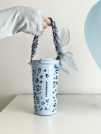 Starbucks Leopard Blue Tumblr with Phone Chain