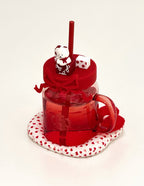 Starbucks Christmas Bear Jug Glass Straw Cup
