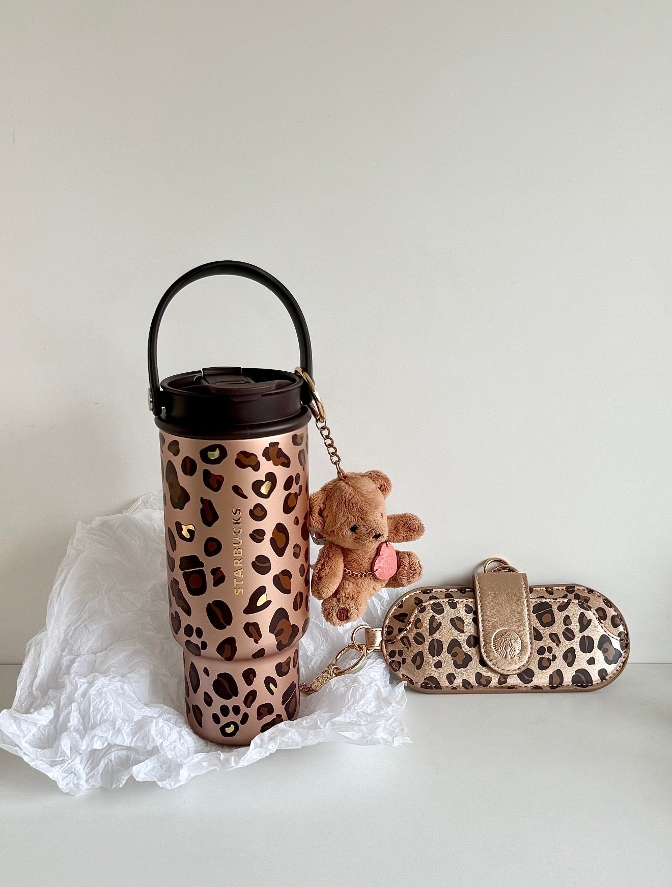 Starbucks Leopard Tumblr with Sunglasses Cover