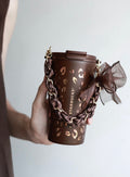 Starbucks Leopard Brown Tumblr with Phone Chain