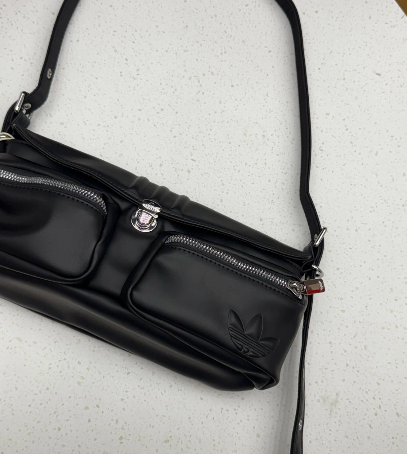 Adidas Black Leather Shoulder Bag