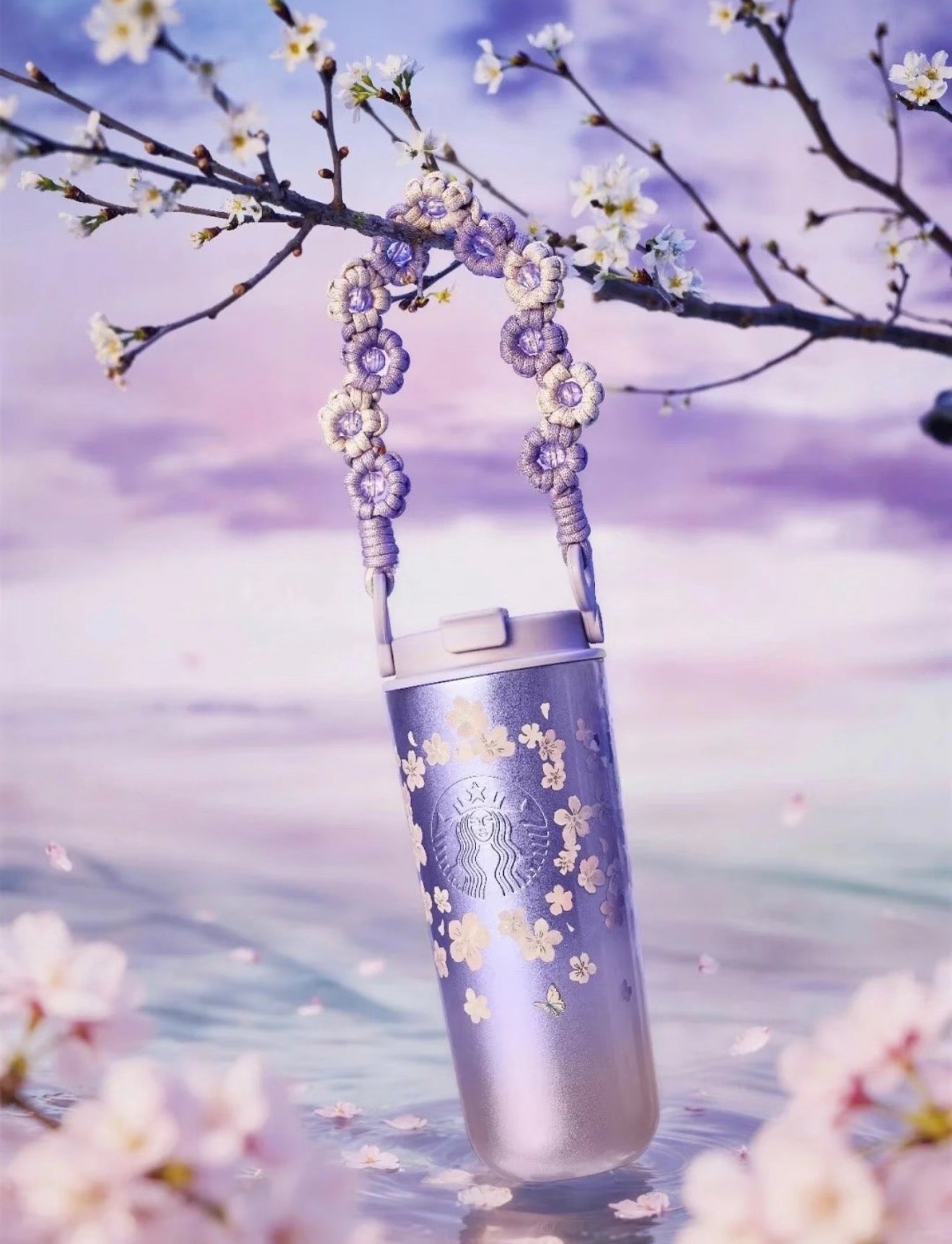 Starbucks Sakura Crochet Handle Flask