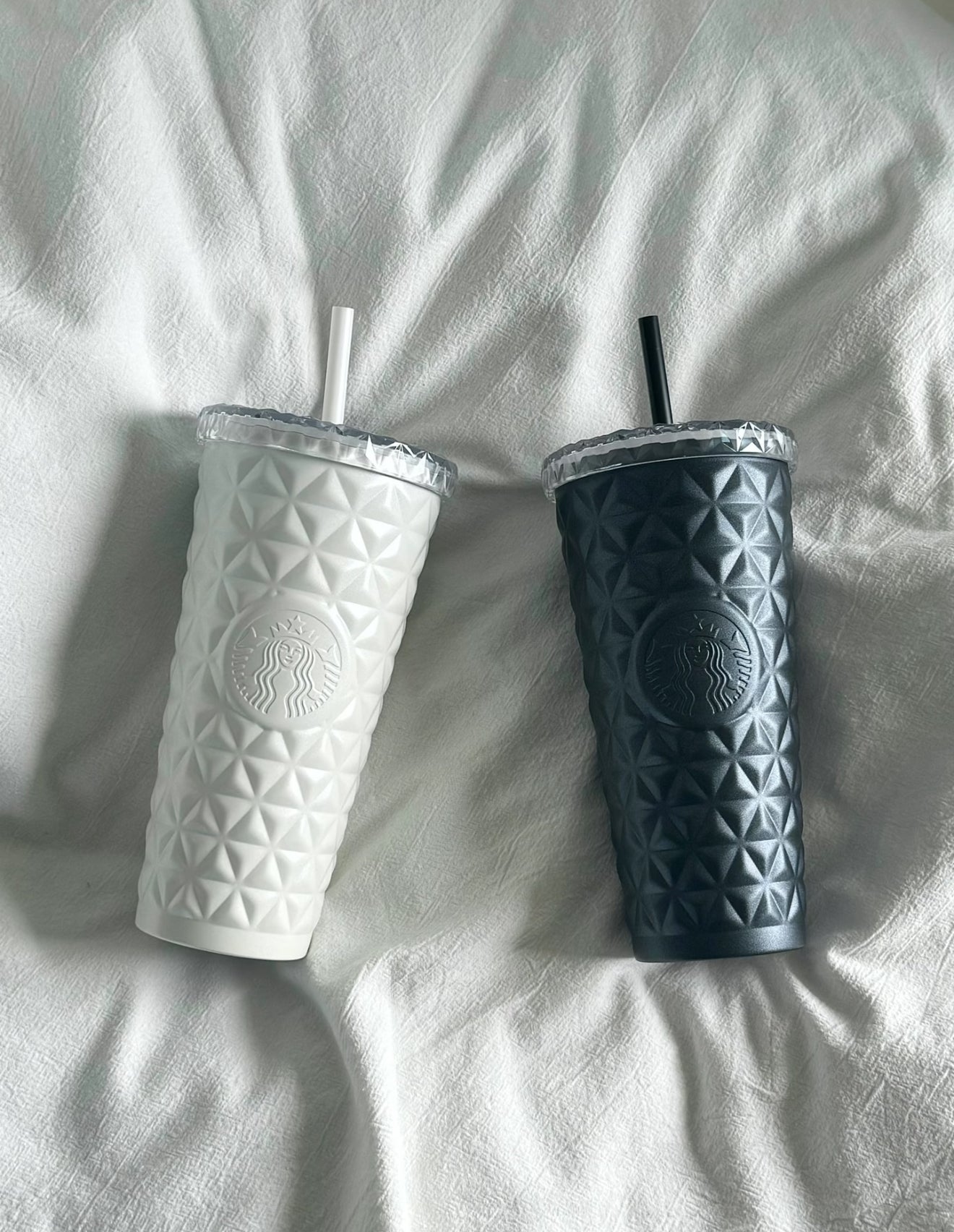 Starbucks Black & White Couple Glass Flasks
