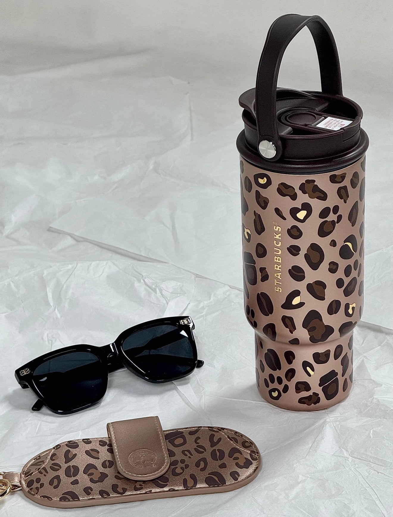 Starbucks Leopard Tumblr with Sunglasses Cover
