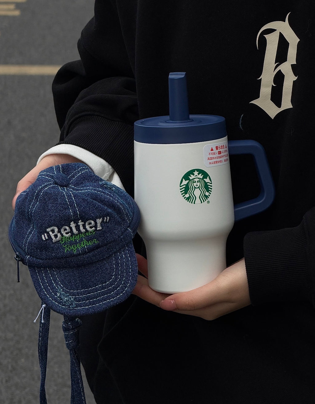 Starbucks Denim Straw Tumblr with Lanyard