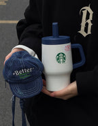Starbucks Denim Straw Tumblr with Lanyard