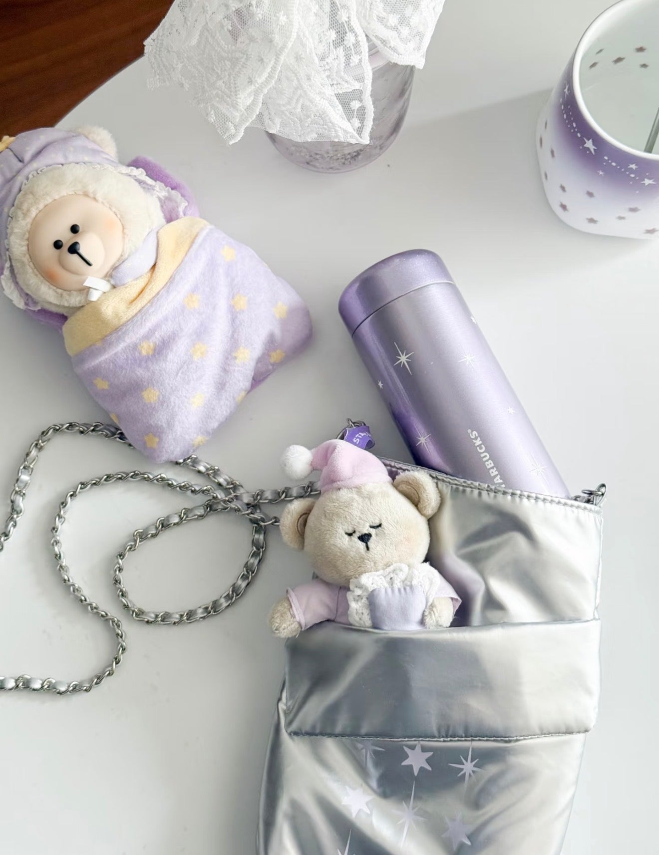 Starbucks Galaxy Tumblr with Bear Sling Pouch