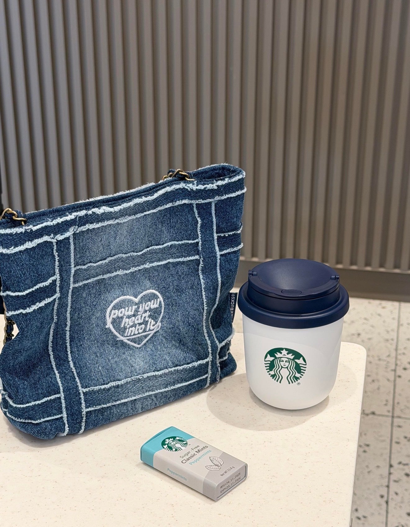 Starbucks Denim Tumblr Cup with Bag
