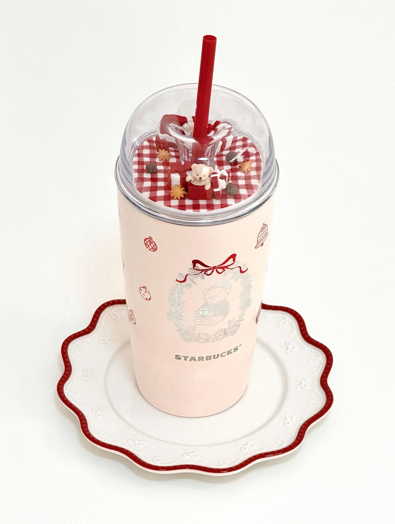 Starbucks Christmas Bear Picnic Straw Tumblr